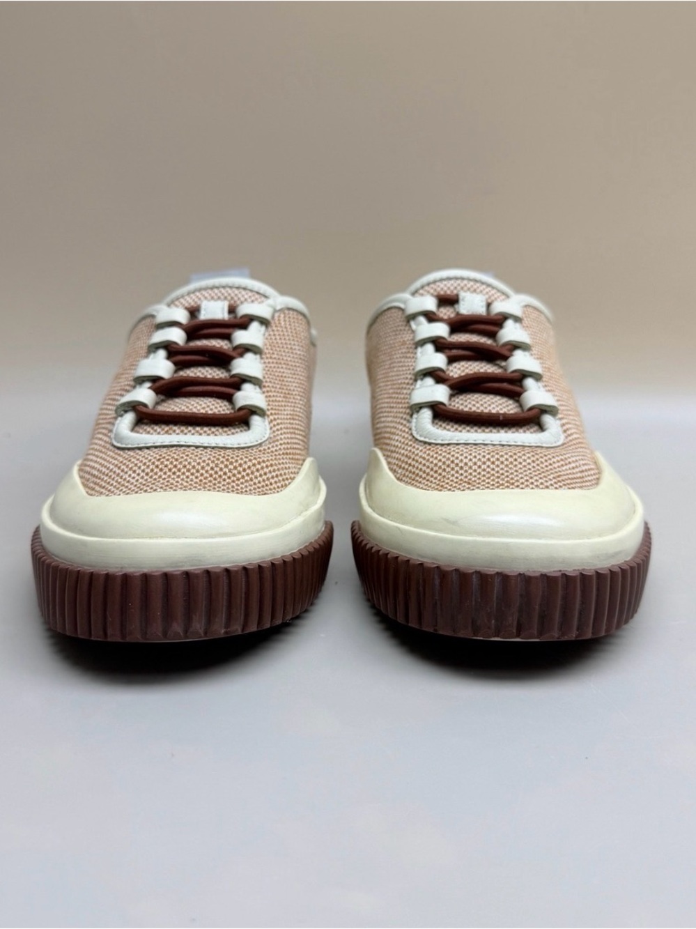Loro Piana Pink Beige and Brown Mesh Sneakers